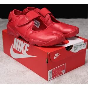 Nike Air Rift Fire Red Leather Sneakers Womens Size 10 Mens 8.5 EU 42 HM5737-600